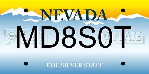 MD8S0T Nevada License Plate