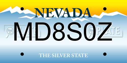 MD8S0Z Nevada License Plate