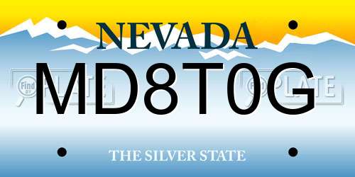 MD8T0G Nevada License Plate