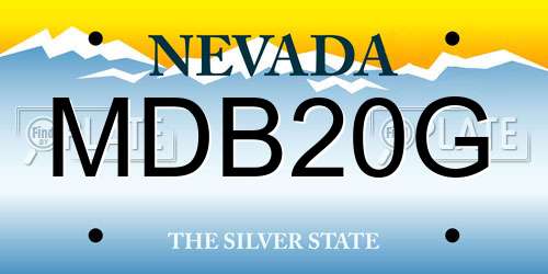 MDB20G Nevada License Plate