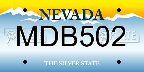 MDB502 Nevada License Plate