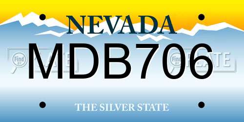 MDB706 Nevada License Plate