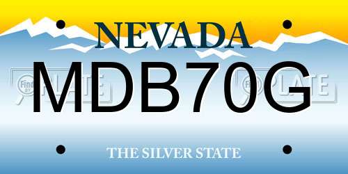 MDB70G Nevada License Plate