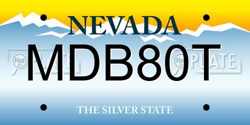 MDB80T Nevada License Plate