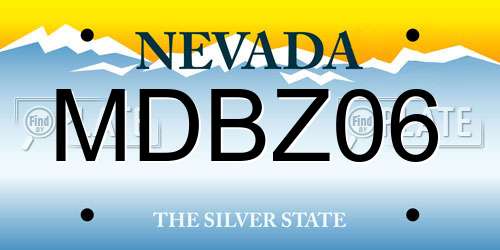 MDBZ06 Nevada License Plate