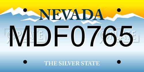 MDF0765 Nevada License Plate