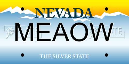 MEAOW Nevada License Plate