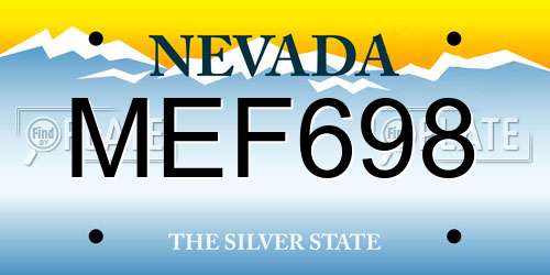 MEF698 Nevada License Plate