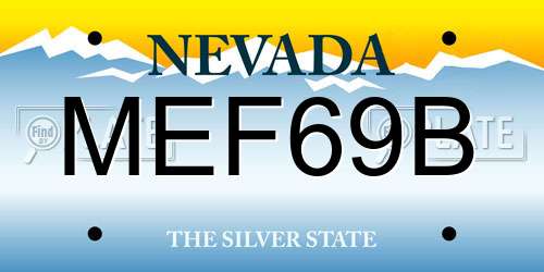 MEF69B Nevada License Plate