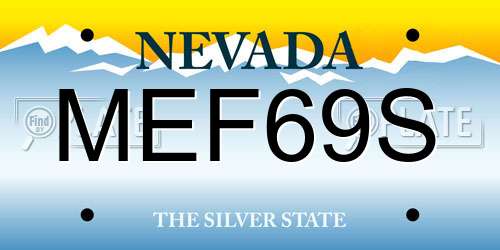 MEF69S Nevada License Plate