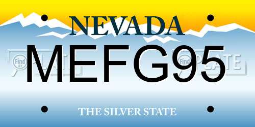 MEFG95 Nevada License Plate