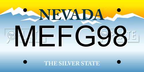 MEFG98 Nevada License Plate