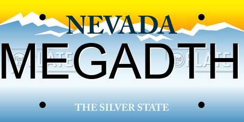 MEGADTH Nevada License Plate