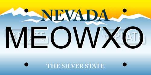 MEOWXO Nevada License Plate