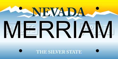 MERRIAM Nevada License Plate