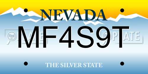 MF4S9T Nevada License Plate