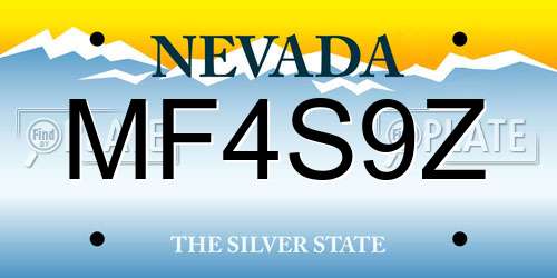 MF4S9Z Nevada License Plate
