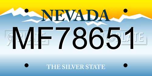MF78651 Nevada License Plate