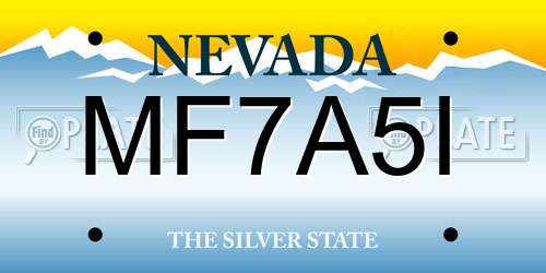 MF7A5I Nevada License Plate