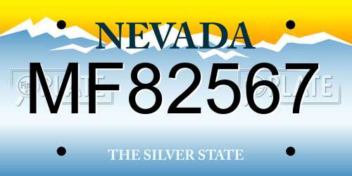 MF82567 Nevada License Plate