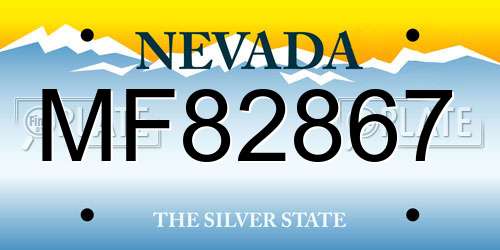 MF82867 Nevada License Plate