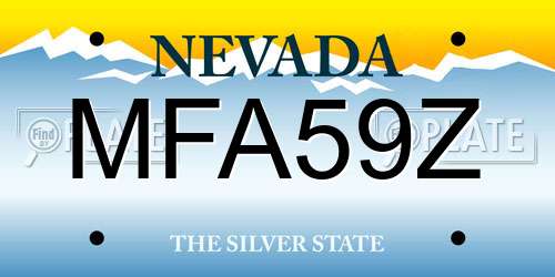MFA59Z Nevada License Plate