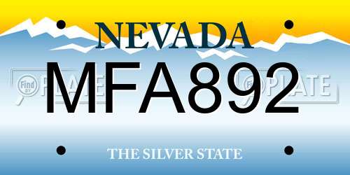 MFA892 Nevada License Plate
