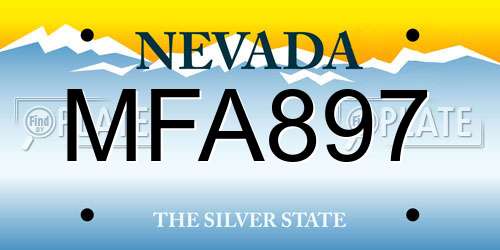 MFA897 Nevada License Plate