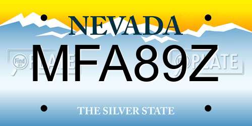MFA89Z Nevada License Plate