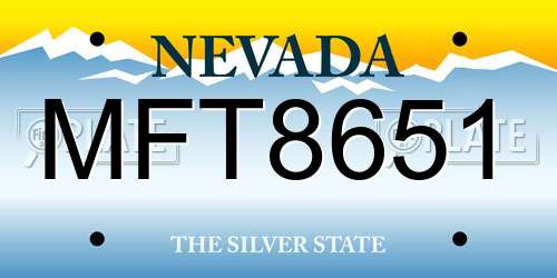 MFT8651 Nevada License Plate