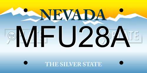 MFU28A Nevada License Plate