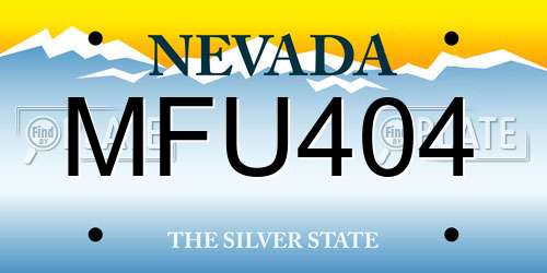 MFU404 Nevada License Plate