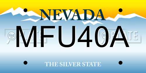 MFU40A Nevada License Plate
