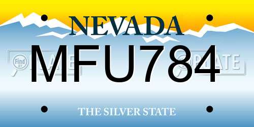 MFU784 Nevada License Plate