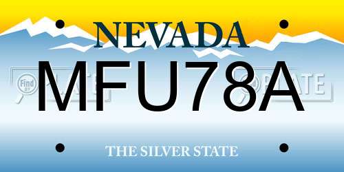 MFU78A Nevada License Plate