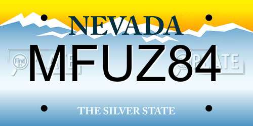 MFUZ84 Nevada License Plate