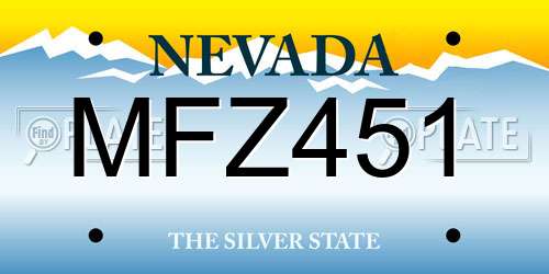 MFZ451 Nevada License Plate