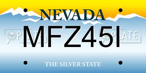 MFZ45I Nevada License Plate