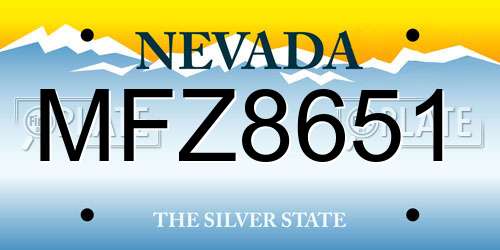 MFZ8651 Nevada License Plate
