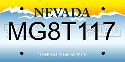 MG8T117 Nevada License Plate