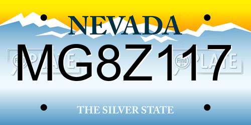 MG8Z117 Nevada License Plate