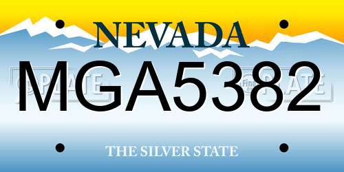 MGA5382 Nevada License Plate