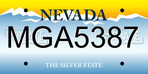 MGA5387 Nevada License Plate