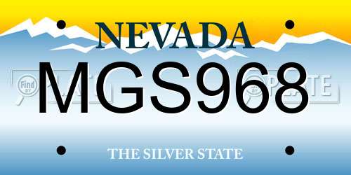 MGS968 Nevada License Plate