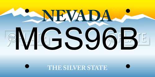 MGS96B Nevada License Plate