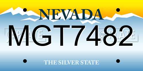 MGT7482 Nevada License Plate