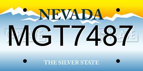 MGT7487 Nevada License Plate