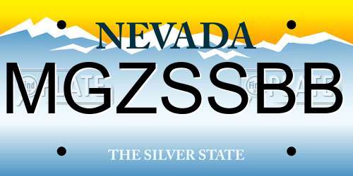 MGZSSBB Nevada License Plate