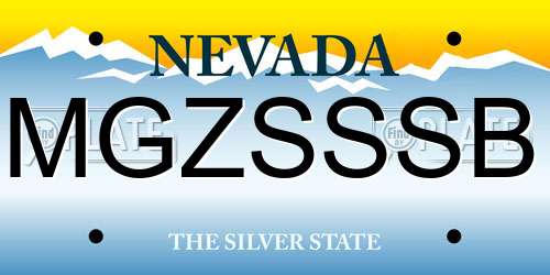 MGZSSSB Nevada License Plate