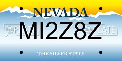 MI2Z8Z Nevada License Plate